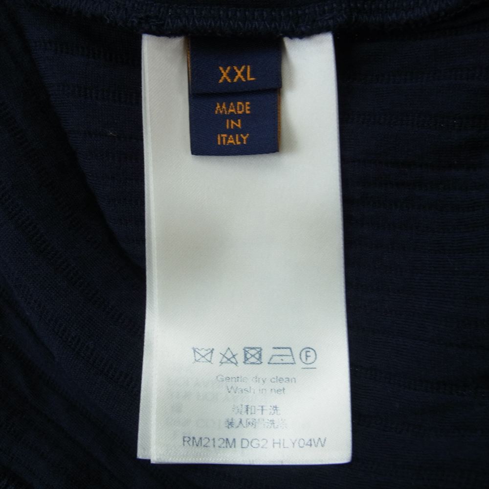 LOUIS VUITTON ルイ・ヴィトン HLY04W LVステッチ LVロゴ刺繍 ストライプボンディング プルオーバー スウェット トレーナー ネイビー系 XXL【中古】