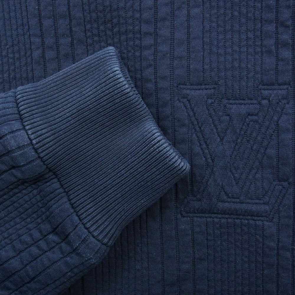 LOUIS VUITTON ルイ・ヴィトン HLY04W LVステッチ LVロゴ刺繍 ストライプボンディング プルオーバー スウェット トレーナー ネイビー系 XXL【中古】