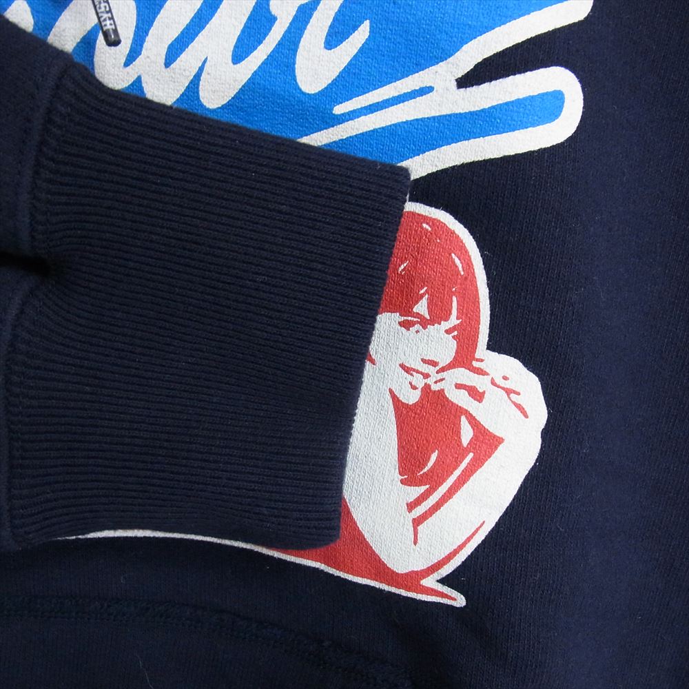 HYSTERIC GLAMOUR ヒステリックグラマー 02233CF07 SPLASH ガールプリント プルオーバー パーカー ネイビー系 L【新古品】【未使用】【中古】