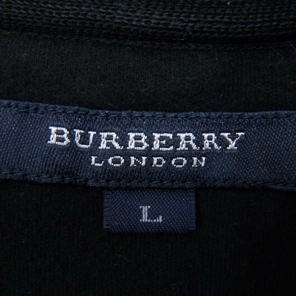 BURBERRY LONDON バーバリー ロンドン BBV96-121-09 刺繍 ロゴ ハーフジップ コットン 長袖 Tシャツ ブラック系 L【中古】