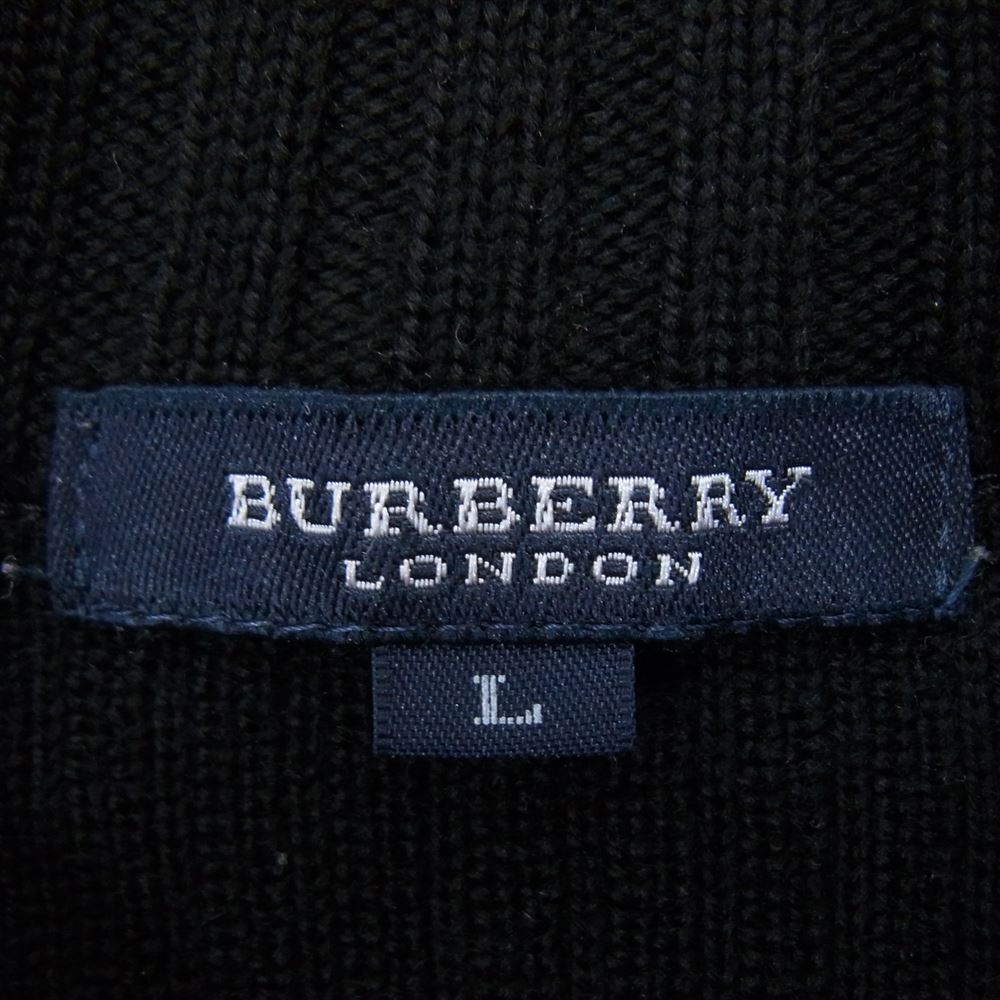 BURBERRY LONDON バーバリー ロンドン BBT94-322-09 刺繍 ロゴ ジップアップ ウール ドライバーズ ニット カーディガン ブラック系 L【中古】