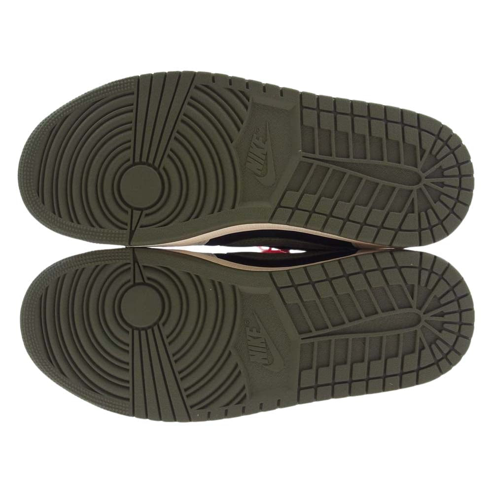 NIKE ナイキ DZ4137-106 × Travis Scott WMNS Air Jordan 1 Low OG Medium Olive トラヴィススコット ウィメンズ エアジョーダン1 ロー OG ミディアム オリーブ スニーカー ブラック系 オフホワイト系 オリーブグリーン系 27cm【新古品】【未使用】【中古】