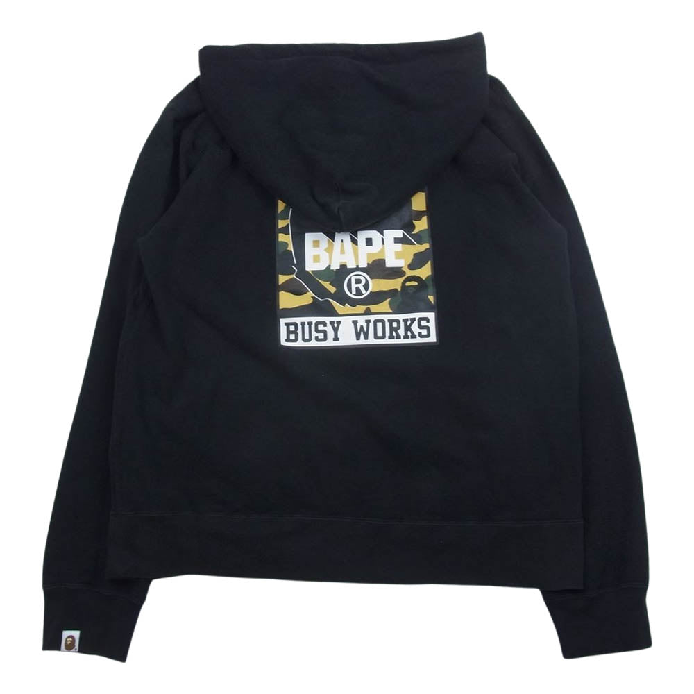 A BATHING APE アベイシングエイプ 001PPH801006M Default A Bathing Ape Busy Works Pullover Hoody BAPE ベイプ ロゴ カモ バックプリント プルオーバー パーカー ブラック系 XL【中古】
