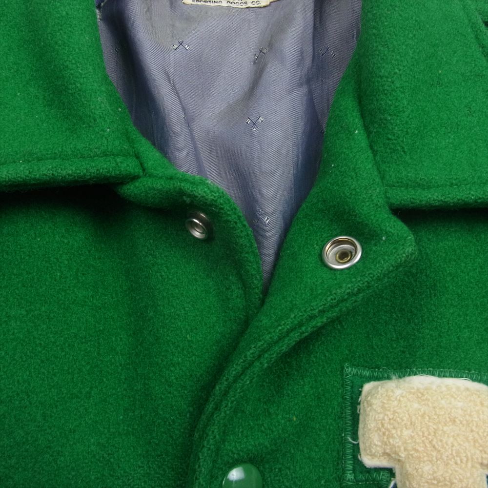 wilson ウィルソン 50s ウール メルトン 袖ワッペン スタジャン アワード ジャケット グリーン系 42【中古】