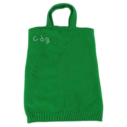 COMME des GARCONS コムデギャルソン OB-K 018 CDG ラインストーン ニット リメイク ハンド バッグ グリーン系【中古】