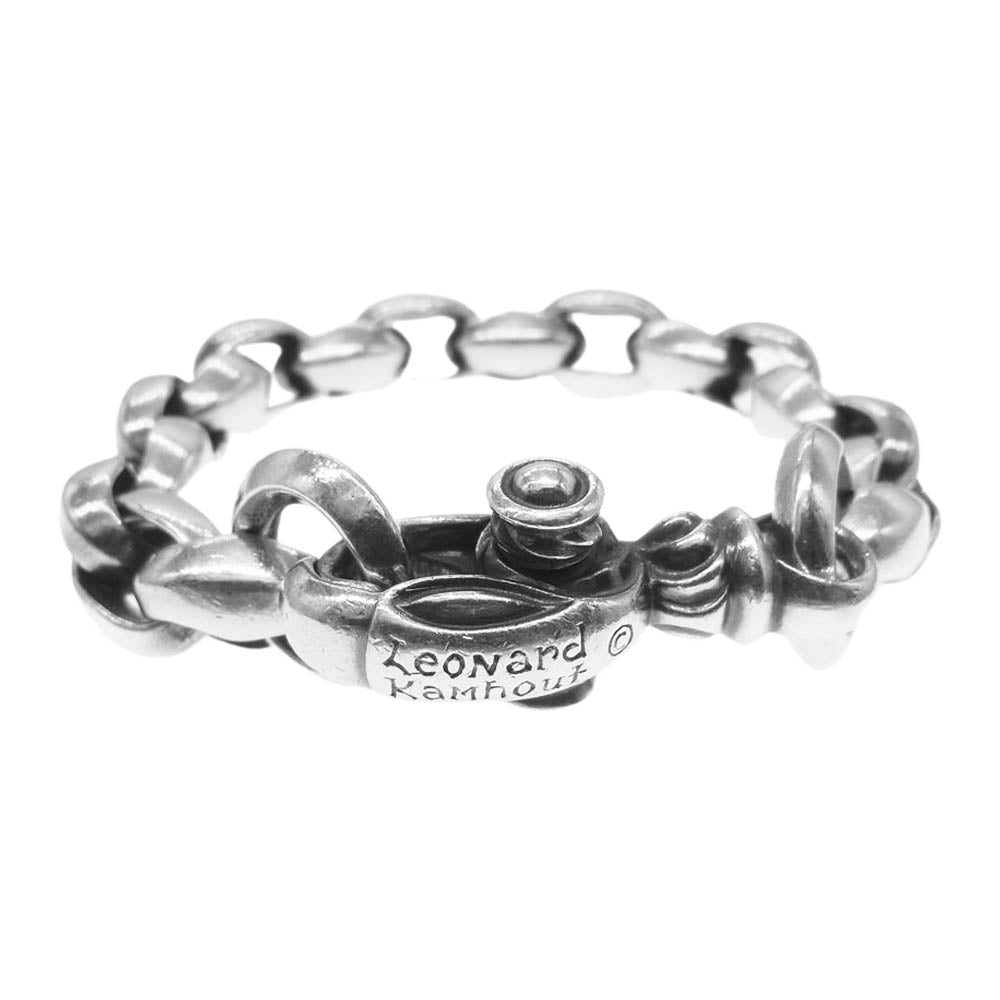 LEONARD KAMHOUT レナードカムホート LONE ONES ロンワンズ 商品保証カード付属 PORTER製レザー巾着袋付き シルクリンク ブレスレット シルバー系【中古】