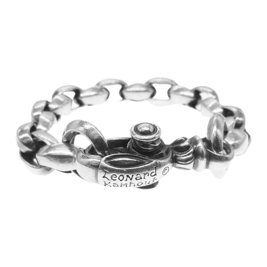 LEONARD KAMHOUT レナードカムホート LONE ONES ロンワンズ 商品保証カード付属 PORTER製レザー巾着袋付き シルクリンク ブレスレット シルバー系【中古】
