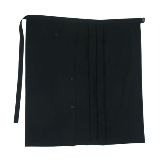 Yohji Yamamoto POUR HOMME ヨウジヤマモトプールオム 23SS look42 HZ-S07-100 定番シワギャバ ウールギャバジン プリーツベンツラップクロス ラップスカート ブラック系 3【美品】【中古】