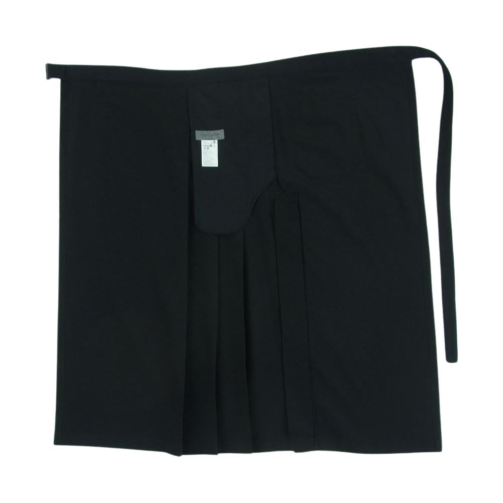 Yohji Yamamoto POUR HOMME ヨウジヤマモトプールオム 23SS look42 HZ-S07-100 定番シワギャバ ウールギャバジン プリーツベンツラップクロス ラップスカート ブラック系 3【美品】【中古】