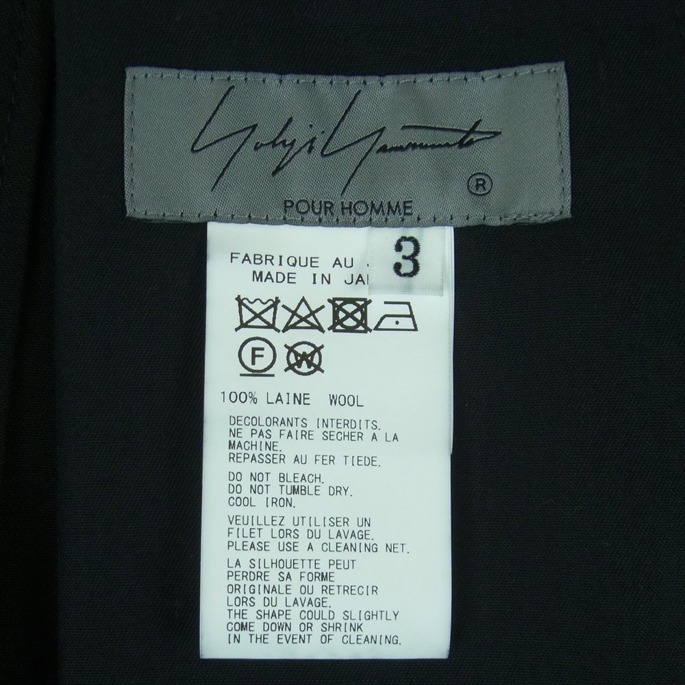 Yohji Yamamoto POUR HOMME ヨウジヤマモトプールオム 23SS look42 HZ-S07-100 定番シワギャバ ウールギャバジン プリーツベンツラップクロス ラップスカート ブラック系 3【美品】【中古】