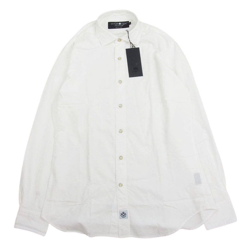 HYDROGEN ハイドロゲン WHITE CAMOUFLAGE JACQUARD SHIRT スカル刺繍 カモフラ 長袖 シャツ ホワイト ホワイト系 L【中古】