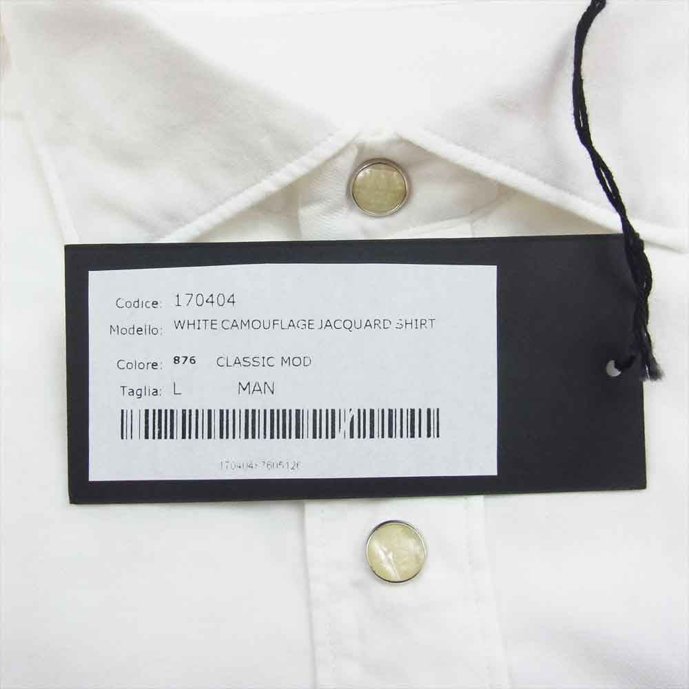 HYDROGEN ハイドロゲン WHITE CAMOUFLAGE JACQUARD SHIRT スカル刺繍 カモフラ 長袖 シャツ ホワイト ホワイト系 L【中古】