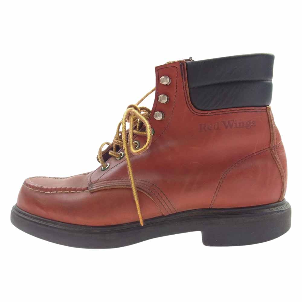 RED WING レッドウィング 204 90s 刺繍羽 Super Sole スーパーソール モックトウ ブーツ ブラウンレッド系 US7D【中古】