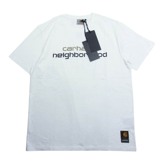 NEIGHBORHOOD ネイバーフッド 142WPCTN-STM01S × Carhartt カーハート WIP NHCH S/S LOGO T-SHIRT ロゴ プリント Tシャツ ホワイト系 L【極上美品】【中古】