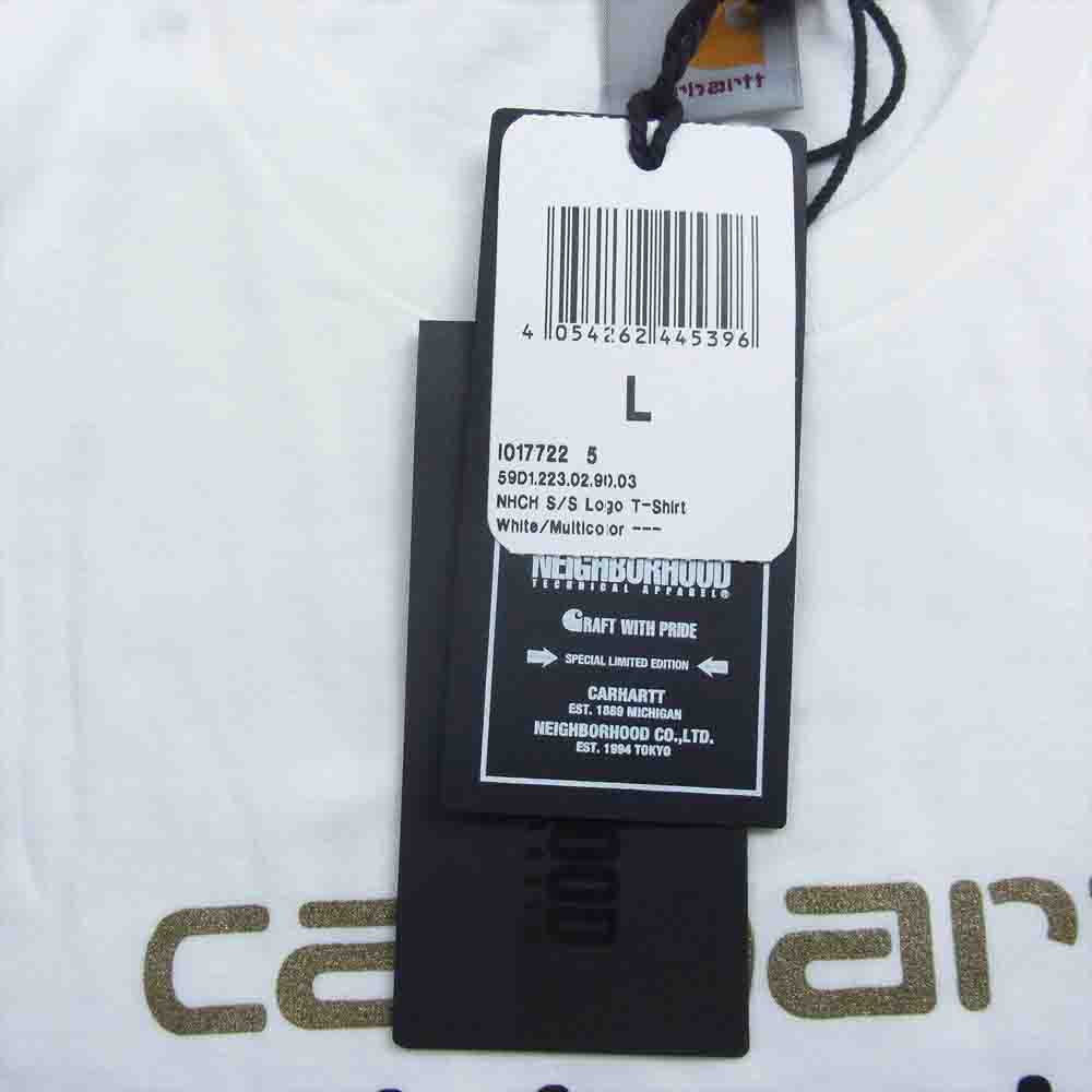 NEIGHBORHOOD ネイバーフッド 142WPCTN-STM01S × Carhartt カーハート WIP NHCH S/S LOGO T-SHIRT ロゴ プリント Tシャツ ホワイト系 L【極上美品】【中古】