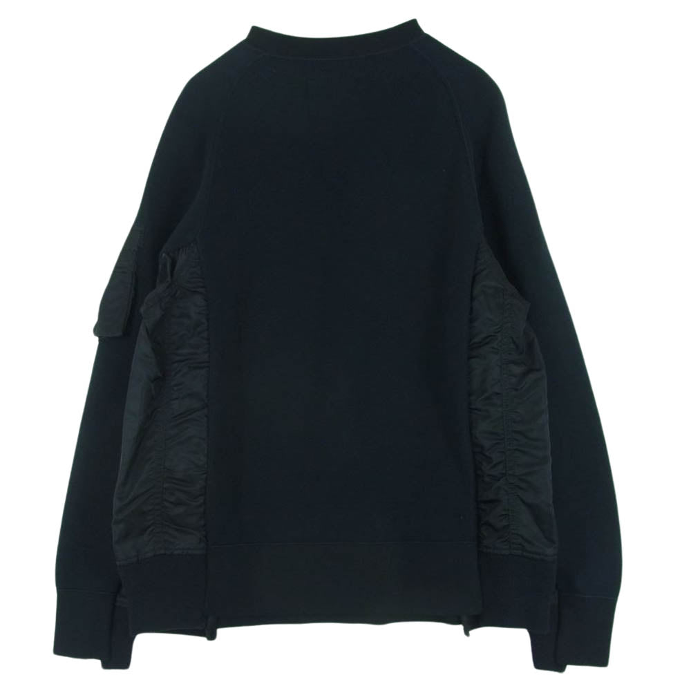 Sacai サカイ 19AW SCM-032 Sponge Sweat MA-1 Pullover 再構築 ドッキング スウェット トレーナー ブラック系 2【中古】