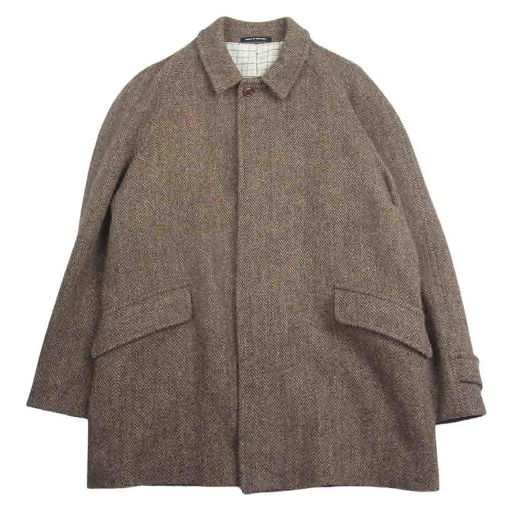 ハリスツイード 90a へリンボーン ウール ハーフコート ブラウン系【中古】