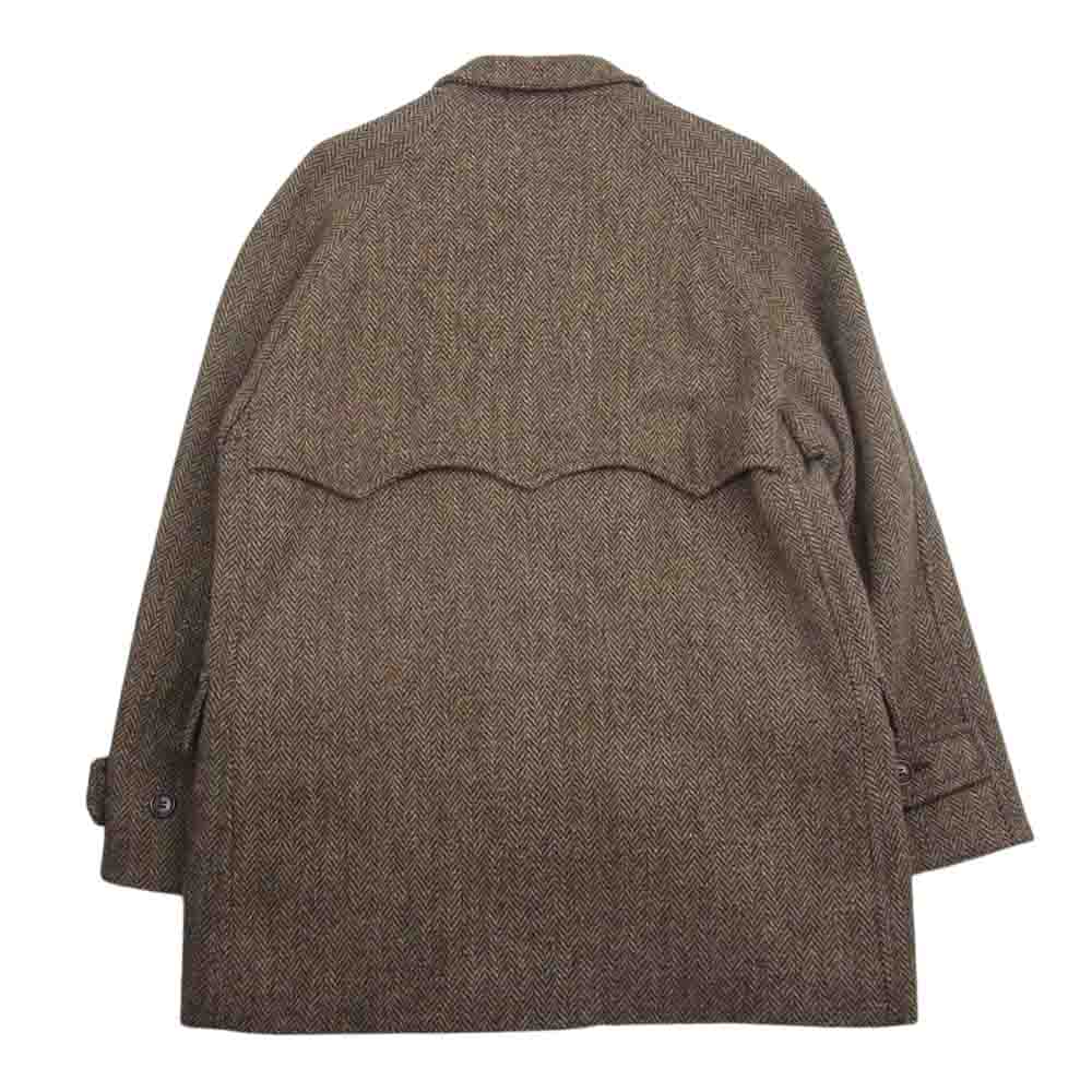 ハリスツイード 90a へリンボーン ウール ハーフコート ブラウン系【中古】