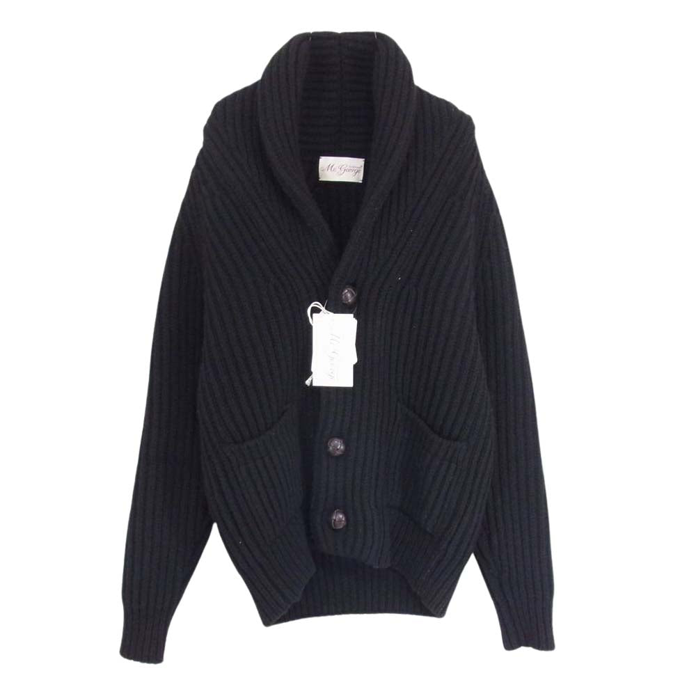 マックジョージ A0305 Saddle Shourder Raglan shawl Cardigan サドル ショルダー ラグラン ショール ウール カシミヤ ショールカラー カーディガン  ブラック系 36【中古】