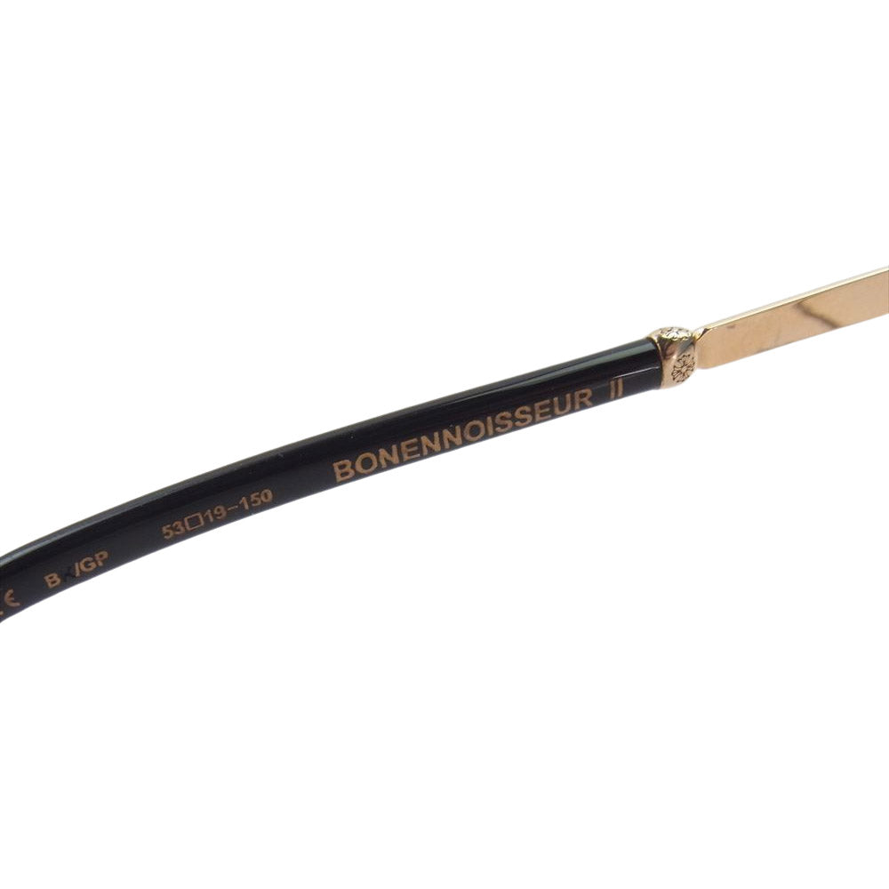 CHROME HEARTS クロムハーツ（原本無） BONENNOISSEUR II テンプル CH クロスハーフリム 度入り 眼鏡 アイウェア  ブラック系 ゴールド系 53□19150【中古】
