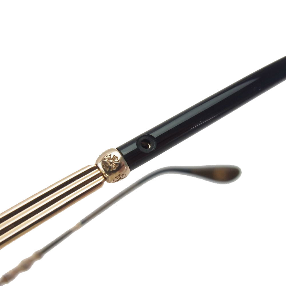 CHROME HEARTS クロムハーツ（原本無） BONENNOISSEUR II テンプル CH クロスハーフリム 度入り 眼鏡 アイウェア  ブラック系 ゴールド系 53□19150【中古】