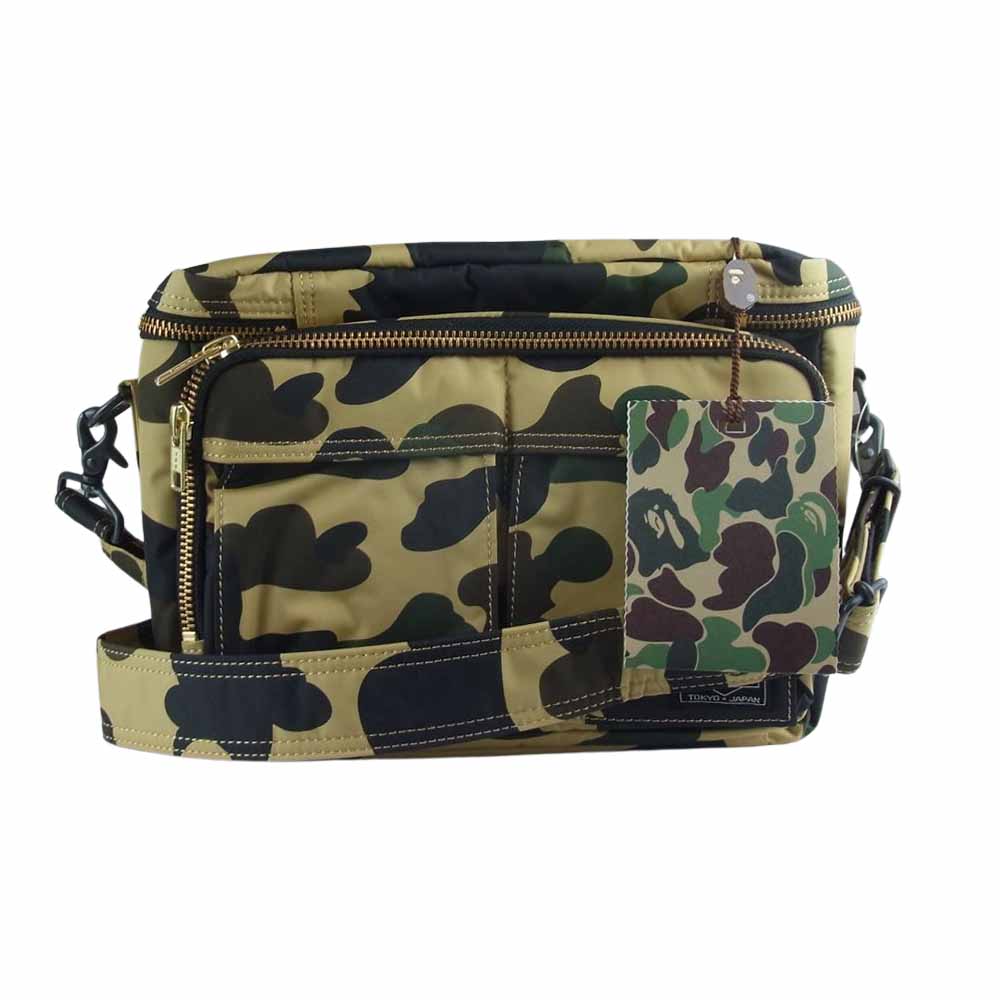 A BATHING APE アベイシングエイプ × PORTER ポーター 1ST CAMO CAMERA BAG サルカモ ファーストカモ カメラ ショルダー バッグ ベージュ系【極上美品】【中古】
