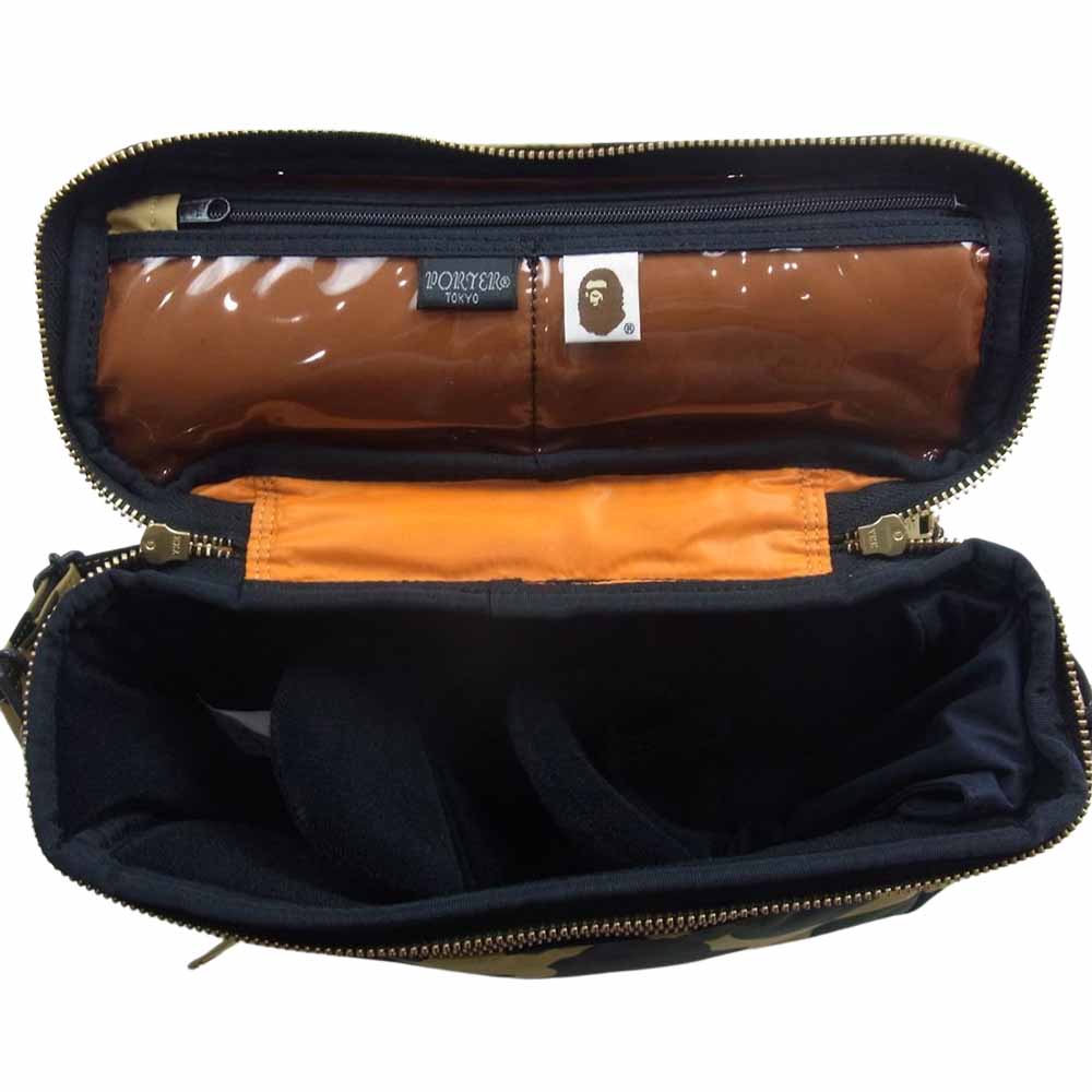 A BATHING APE アベイシングエイプ × PORTER ポーター 1ST CAMO CAMERA BAG サルカモ ファーストカモ カメラ ショルダー バッグ ベージュ系【極上美品】【中古】