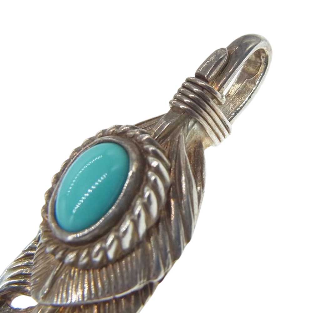 TADY&KING タディアンドキング SV ハート フェザー 銀縄 ターコイズ L ペンダント トップ シルバー系【中古】