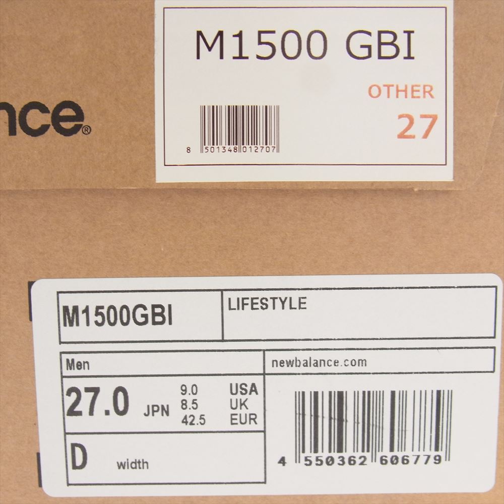 NEW BALANCE ニューバランス M1500GBI 英国製 M1500 レザー ローカット スニーカー ブラウン ブラウン系 27cm【中古】