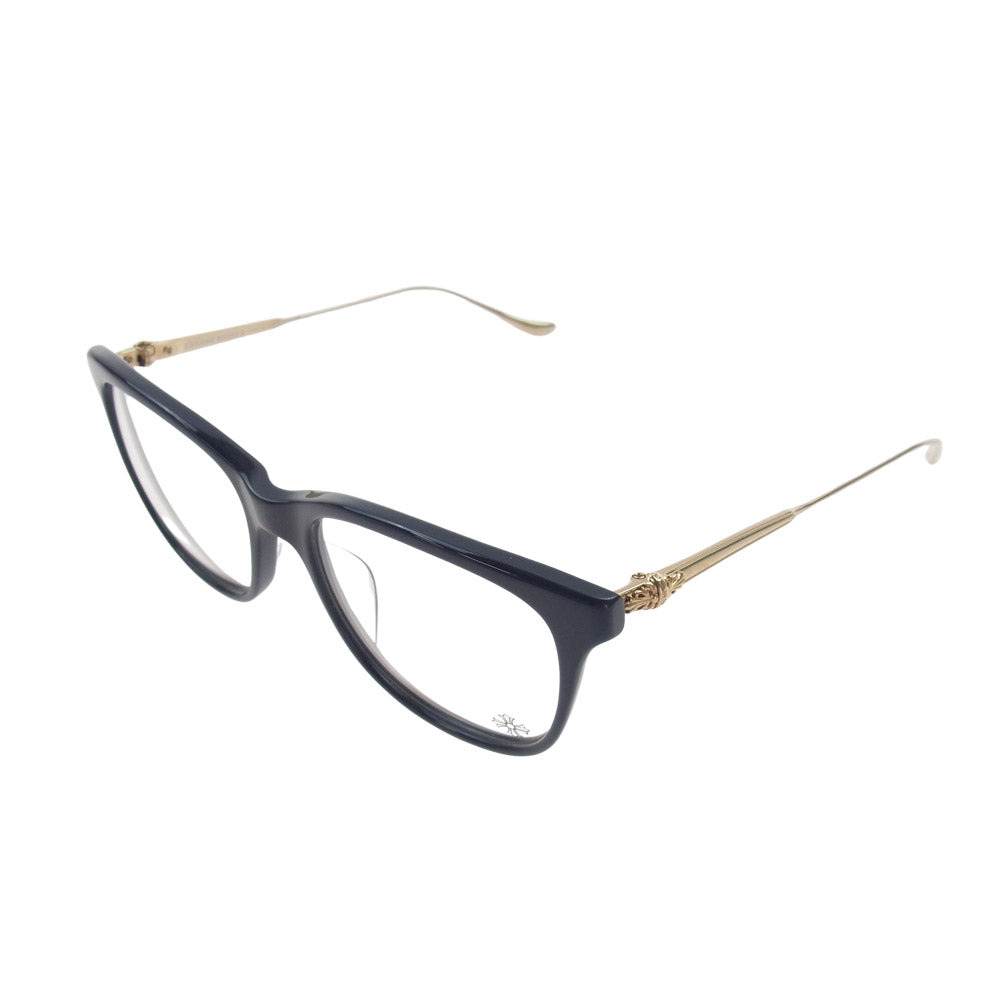 CHROME HEARTS クロムハーツ（原本無） JEJE SPOT NAVY GOLD PLATED ジェジェ スポット ネイビー フローラル クロス テンプル ゴールド プレート サングラス 眼鏡 アイウェア　　 ネイビー系【中古】