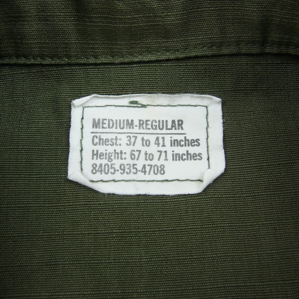 米軍 DSA 100-70-C-0249 ヴィンテージ 70s ジャングル ファティーグ リップストップ ジャケット 後期 カーキ系 M【中古】