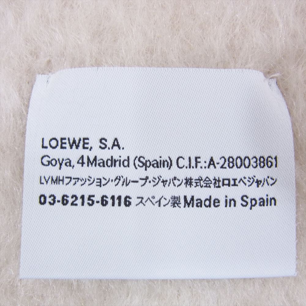 LOEWE ロエベ モヘヤ ウール アナグラム パッチ フリンジ マフラー オフホワイト系【中古】