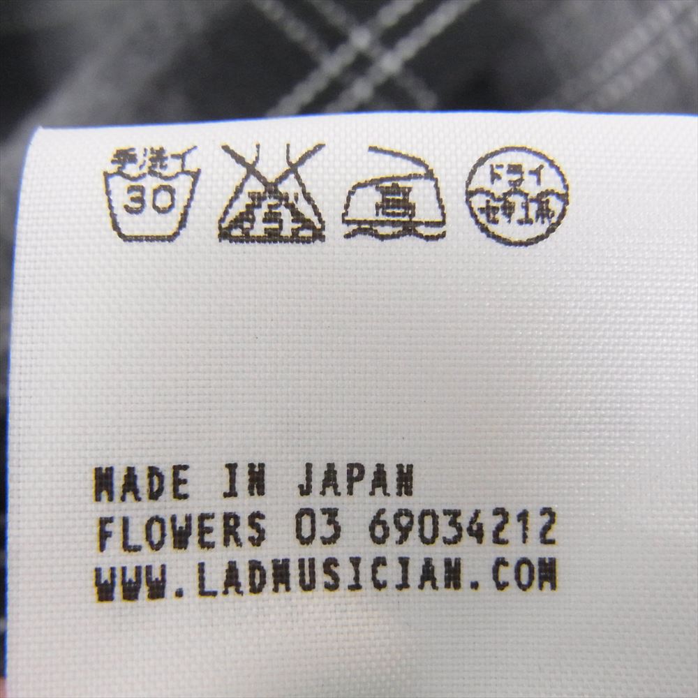 LAD MUSICIAN ラッドミュージシャン 2212-109 コットン マドラス チェック 長袖 シャツ グレー系 44【中古】