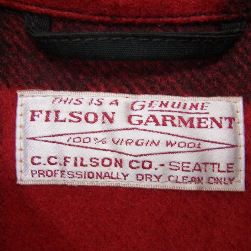 FILSON フィルソン FIJ8910W イタリア製 マッキーノ クルーザー チェック ジャケット ワッペン付き レッド系 サイズ表記無【中古】