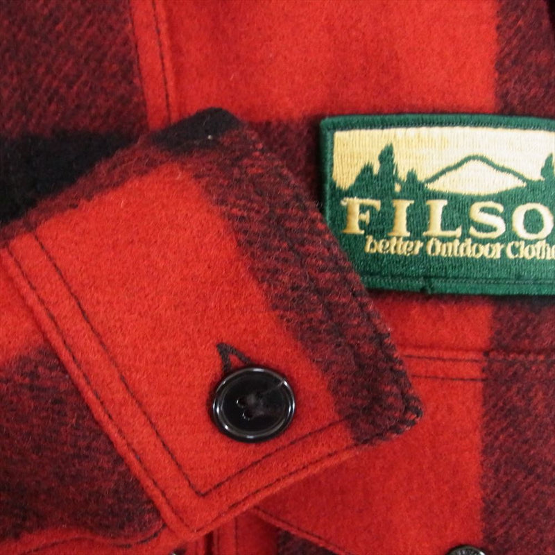 FILSON フィルソン FIJ8910W イタリア製 マッキーノ クルーザー チェック ジャケット ワッペン付き レッド系 サイズ表記無【中古】