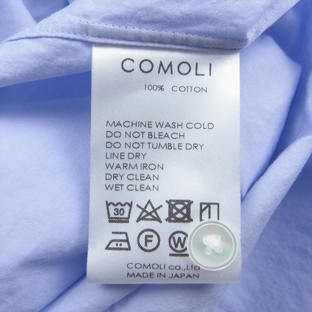 COMOLI コモリ 23SS x01-02001 胸ポケット コットン 長袖 シャツ コモリシャツ サックスブルー ブルー系 2【中古】