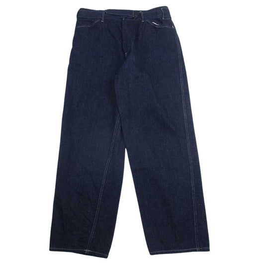 COMOLI コモリ 22AW w03-03001 ベルテッド ワイド ボタンフライ デニム パンツ インディゴブルー系 2【中古】