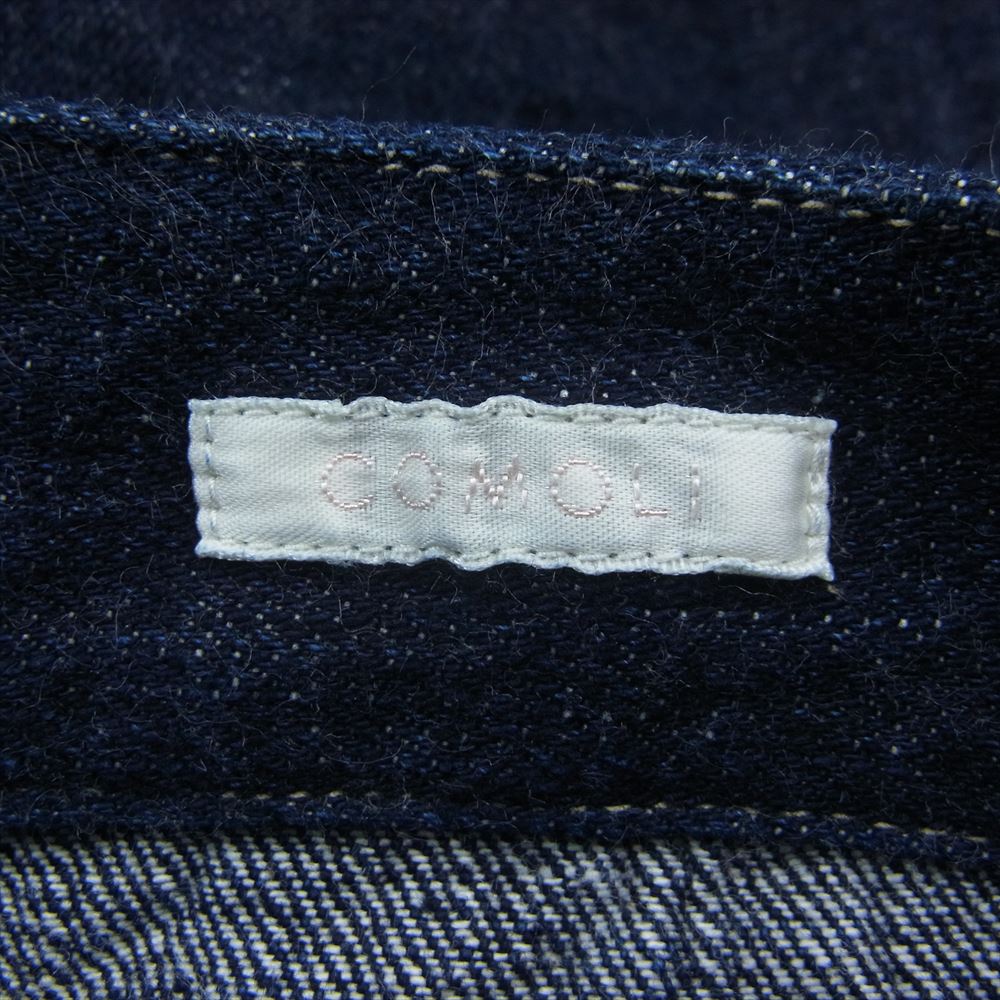 COMOLI コモリ 22AW w03-03001 ベルテッド ワイド ボタンフライ デニム パンツ インディゴブルー系 2【中古】