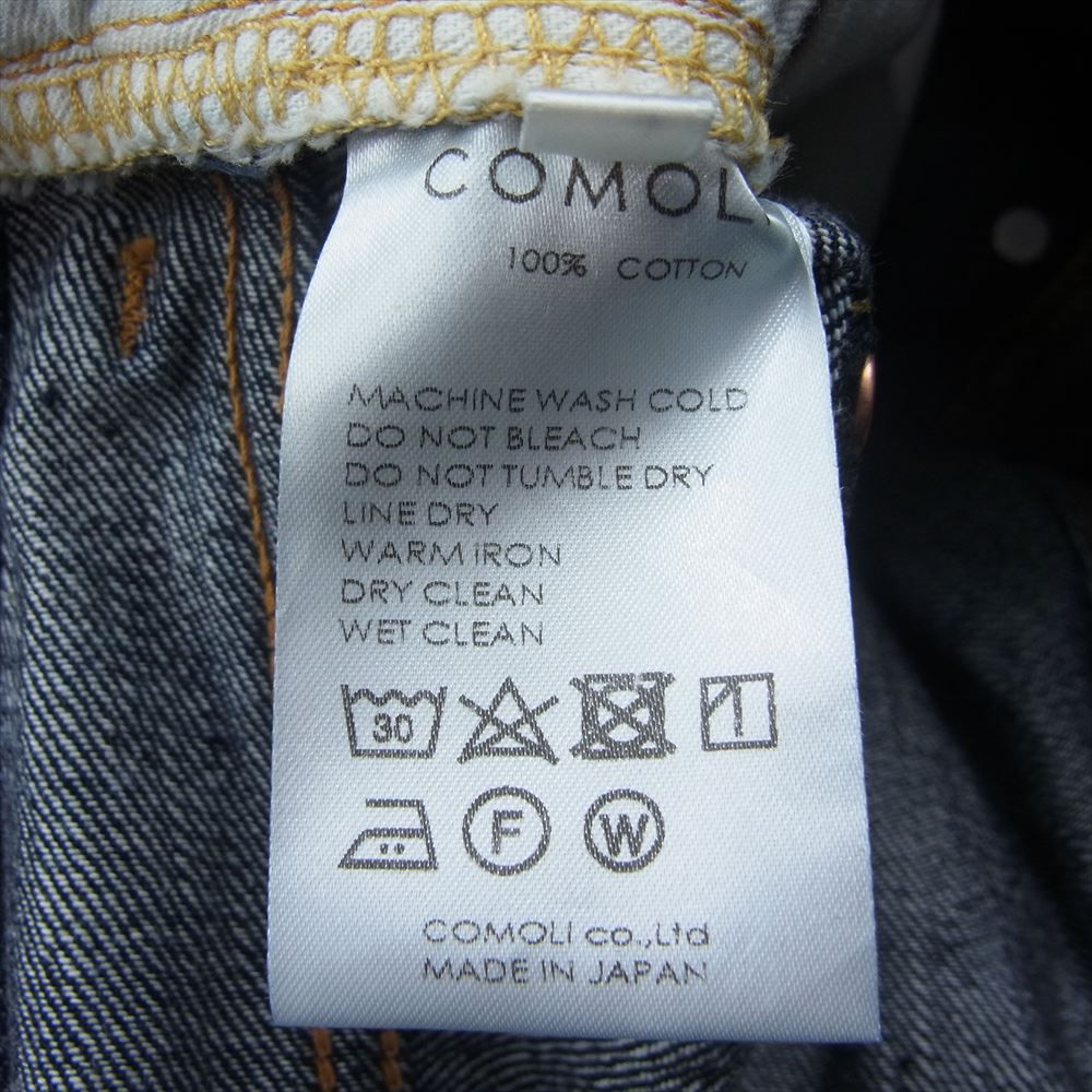 COMOLI コモリ 22AW w03-03003 5P ワイド ボタンフライ デニム パンツ インディゴブルー系 2【中古】
