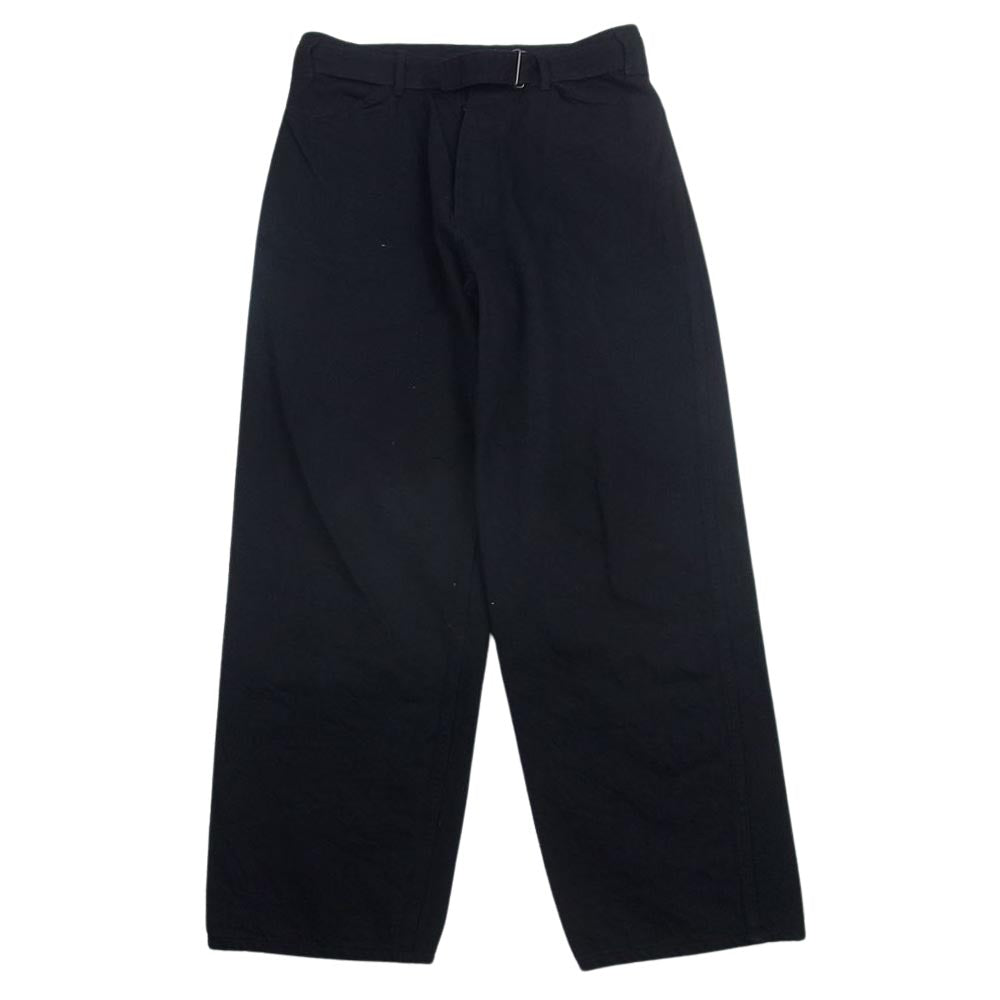 COMOLI コモリ 23SS x01-03001 ベルテッド ワイド ボタンフライ ブラック デニム パンツ ブラック系 2【中古】