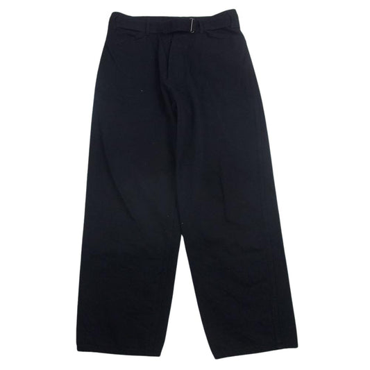 COMOLI コモリ 23SS x01-03001 ベルテッド ワイド ボタンフライ ブラック デニム パンツ ブラック系 2【中古】