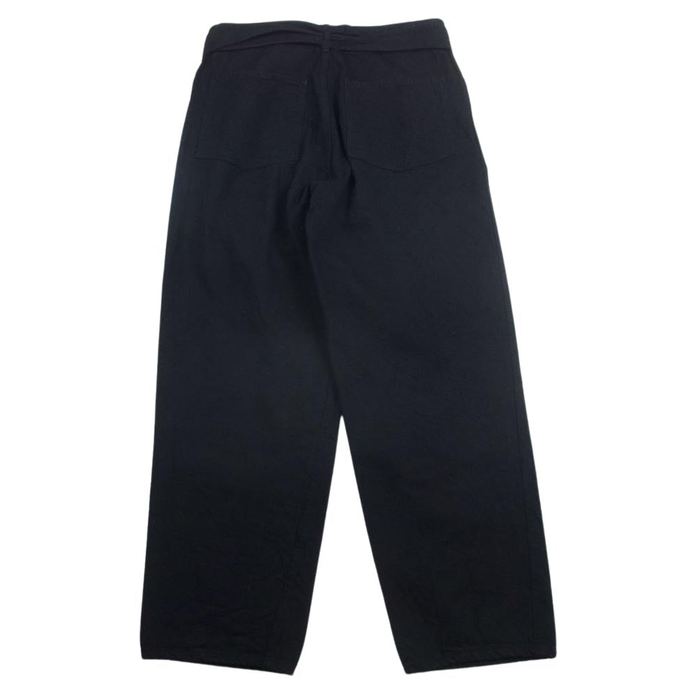 COMOLI コモリ 23SS x01-03001 ベルテッド ワイド ボタンフライ ブラック デニム パンツ ブラック系 2【中古】