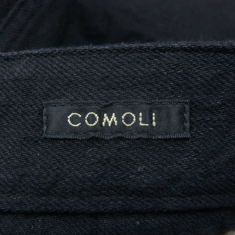 COMOLI コモリ 23SS x01-03001 ベルテッド ワイド ボタンフライ ブラック デニム パンツ ブラック系 2【中古】