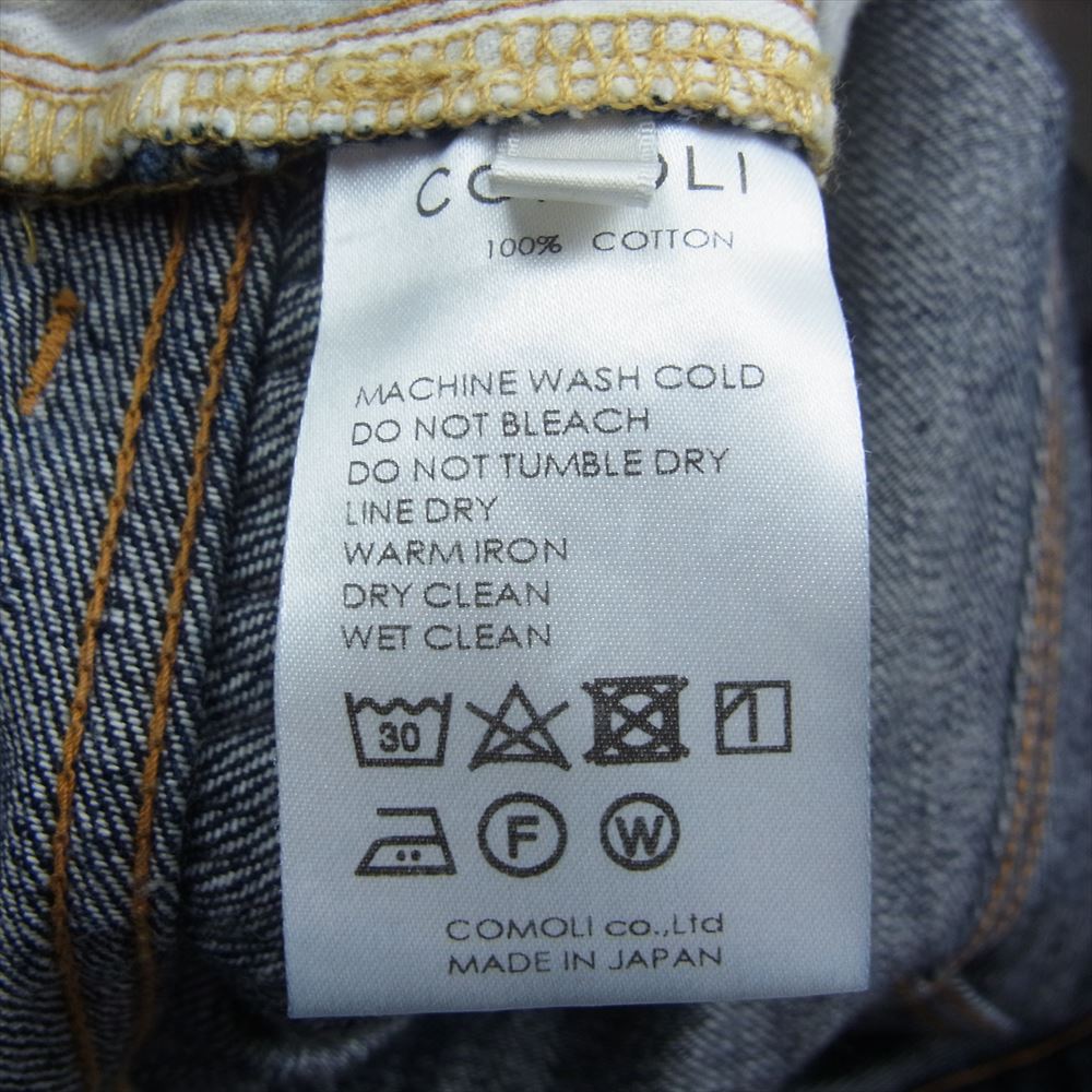 COMOLI コモリ 23SS x01-03003 5P インディゴ ワイド ボタンフライ デニム パンツ インディゴブルー系 1【中古】