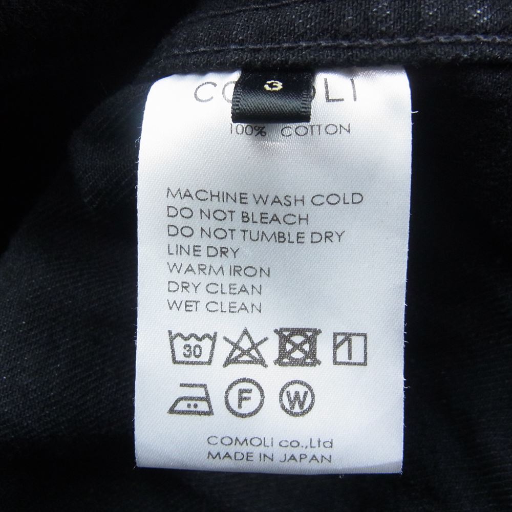 COMOLI コモリ 23SS x01-01001 ブラックデニム Gジャン ジージャン シンチバック ジャケット ブラック系 3【中古】