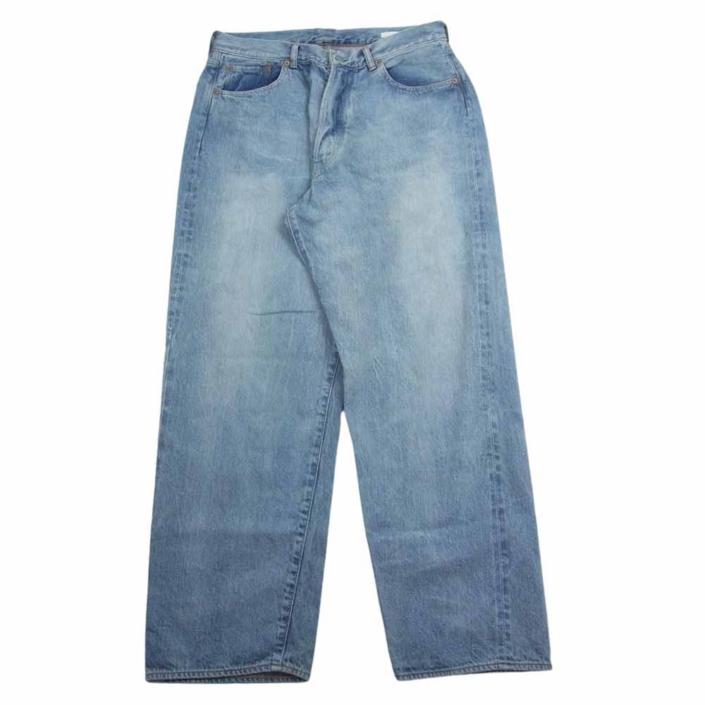 COMOLI コモリ 23SS x01-03004 5P ブリーチ コットン ワイド ボタンフライ デニム パンツ ジーンズ インディゴブルー系 1【中古】