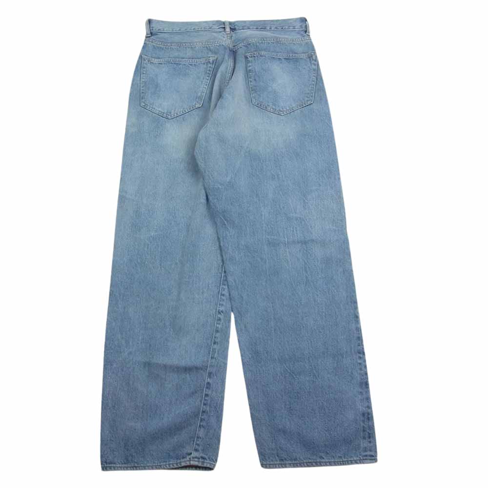 COMOLI コモリ 23SS x01-03004 5P ブリーチ コットン ワイド ボタンフライ デニム パンツ ジーンズ インディゴブルー系 1【中古】