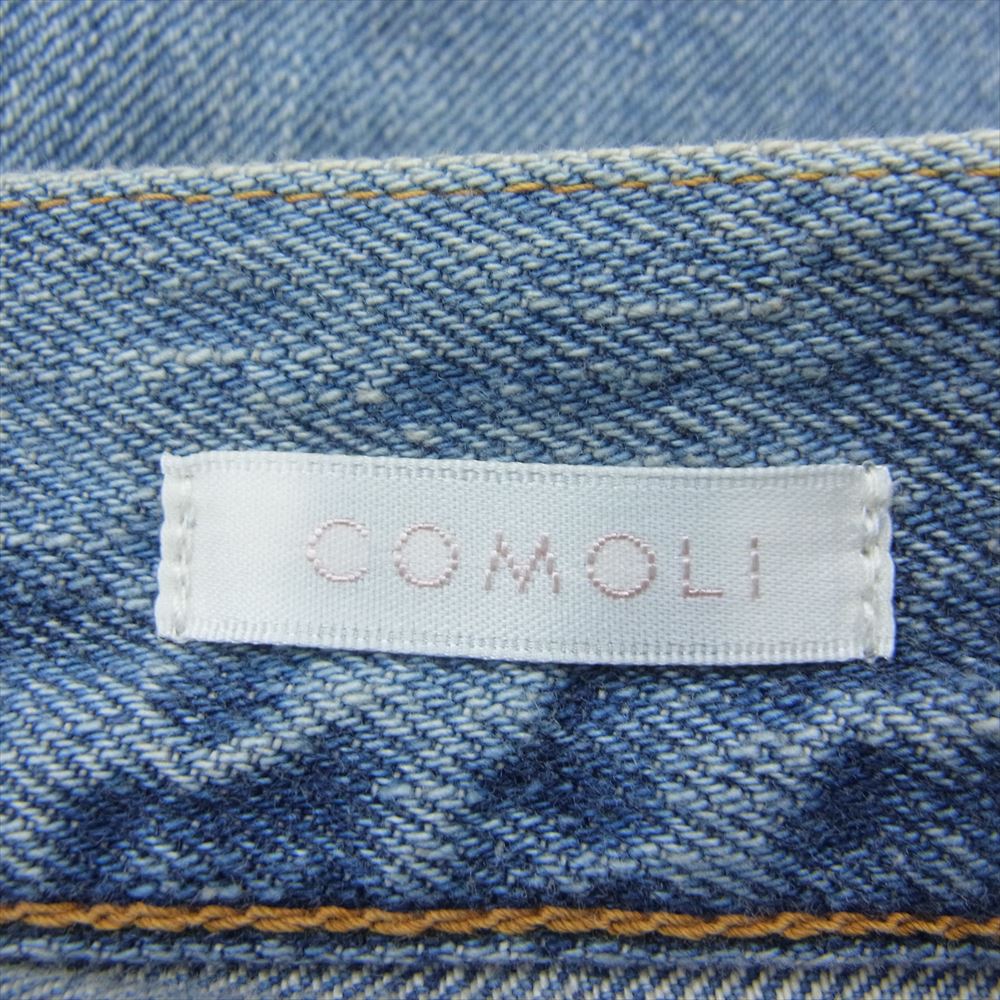 COMOLI コモリ 23SS x01-03004 5P ブリーチ コットン ワイド ボタンフライ デニム パンツ ジーンズ インディゴブルー系 1【中古】