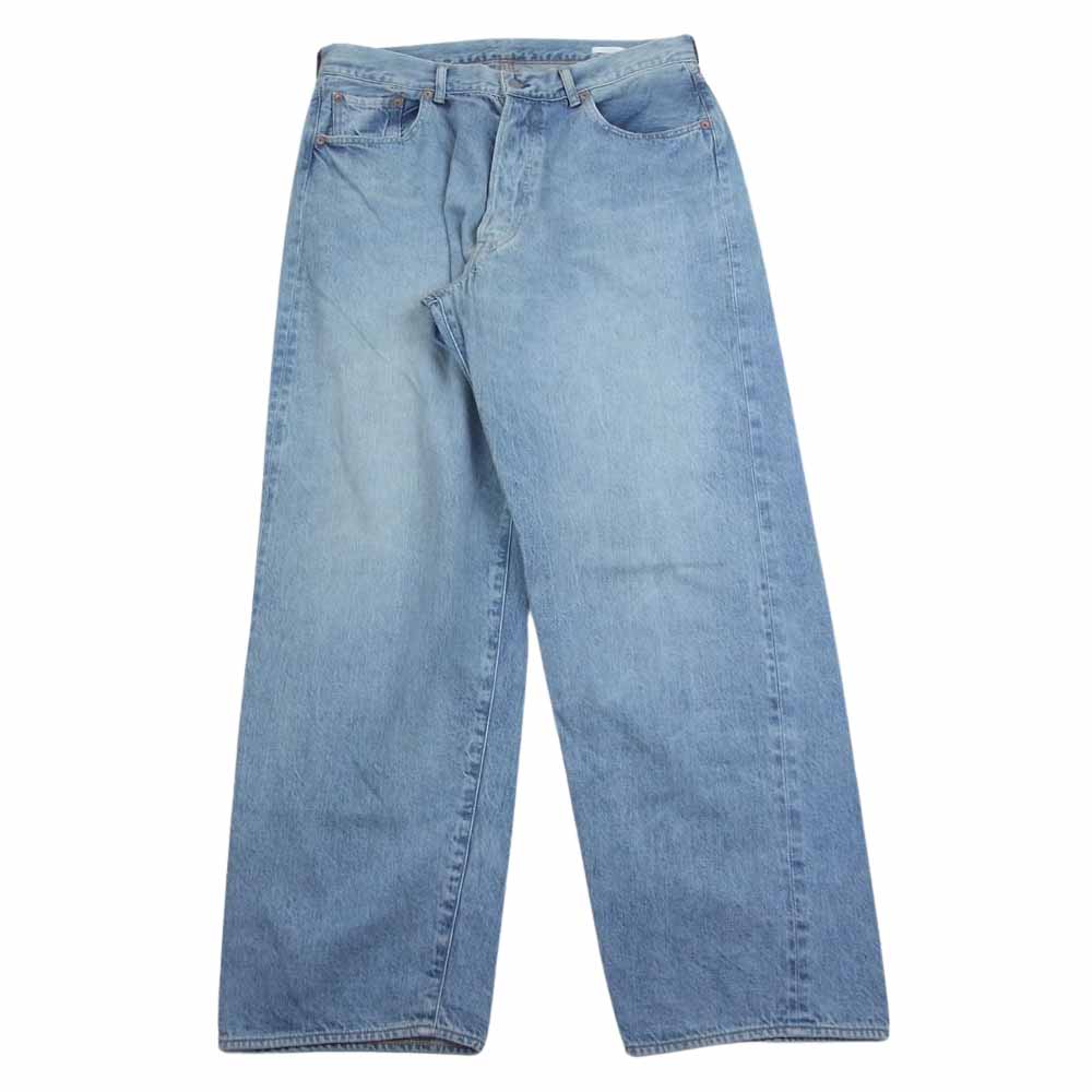 COMOLI コモリ 23SS x01-03004 5P ブリーチ コットン ワイド ボタンフライ デニム パンツ ジーンズ インディゴブルー系 2【中古】