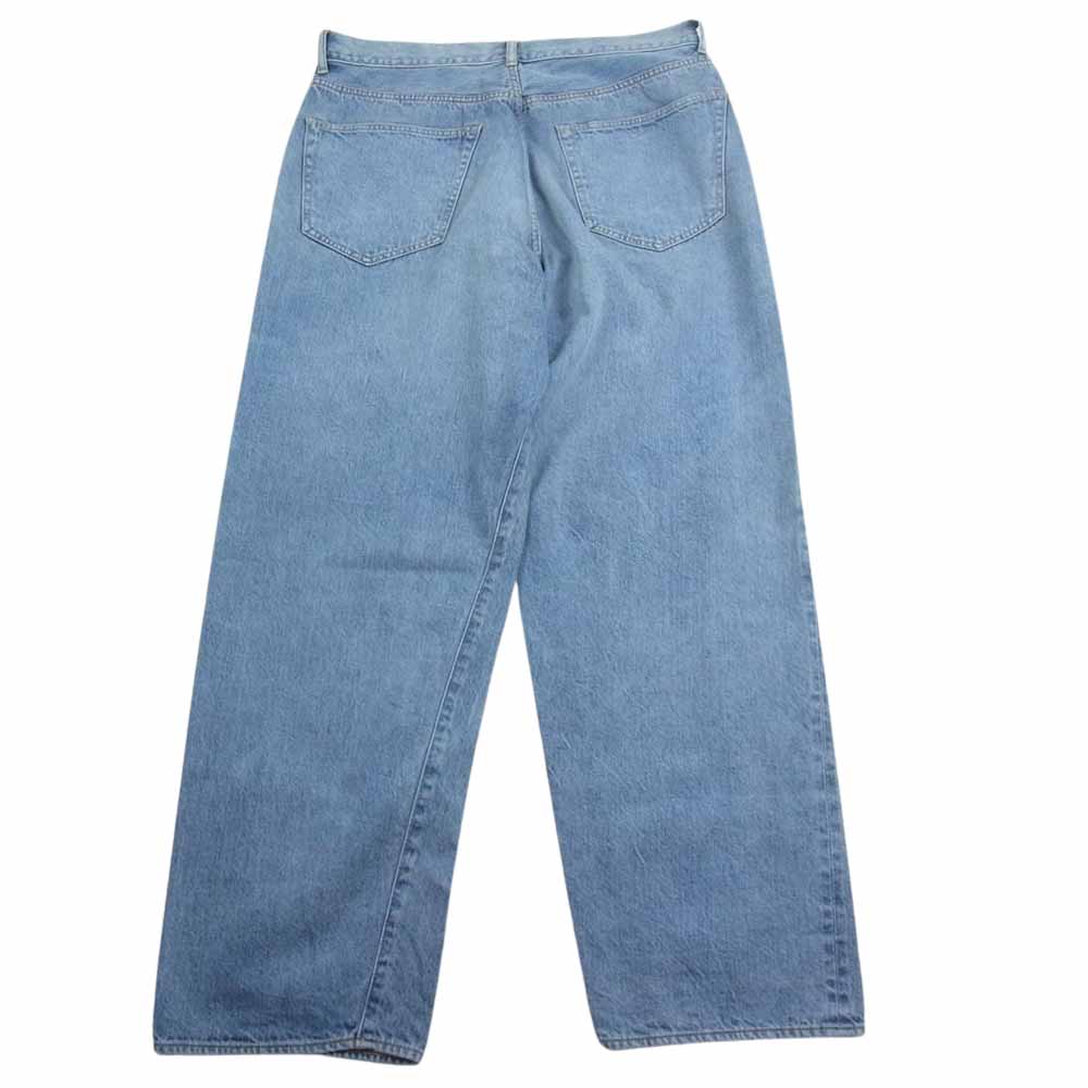 COMOLI コモリ 23SS x01-03004 5P ブリーチ コットン ワイド ボタンフライ デニム パンツ ジーンズ インディゴブルー系 2【中古】